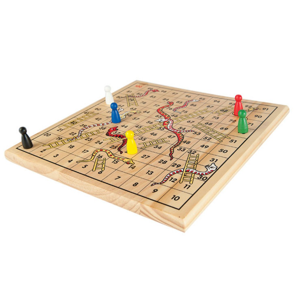 Wooden Snakes & Ladders Board Game – Mini Senses