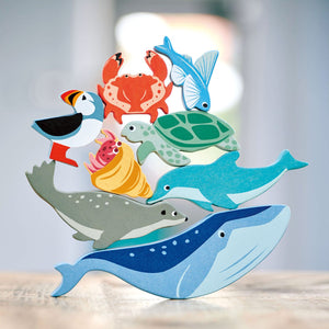 Wooden Sea/Ocean Creatures & Shelf Set