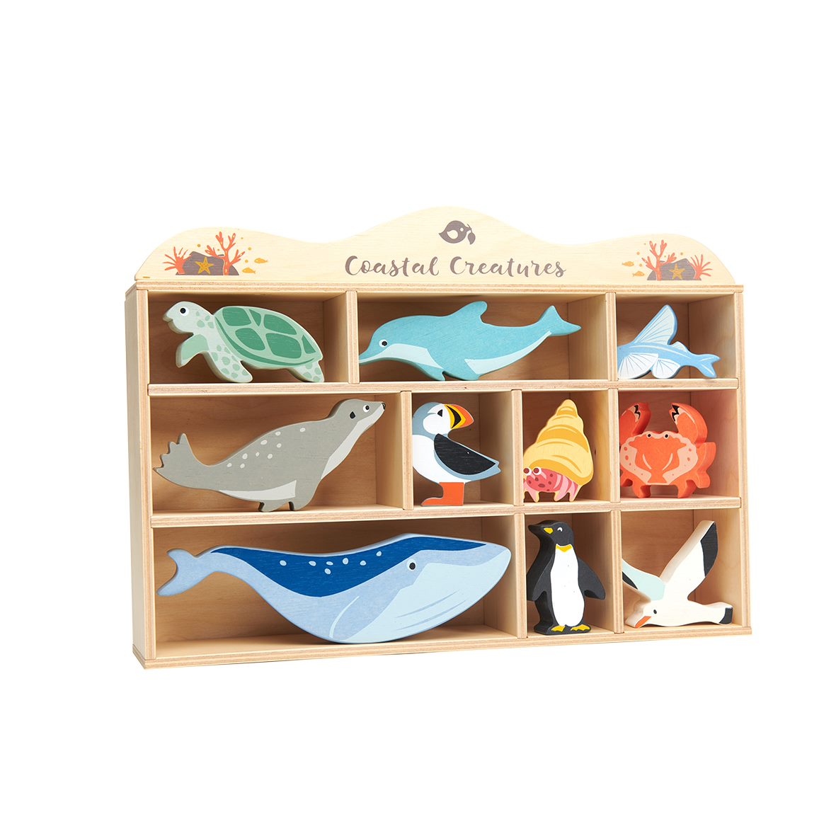 Wooden Sea/Ocean Creatures & Shelf Set